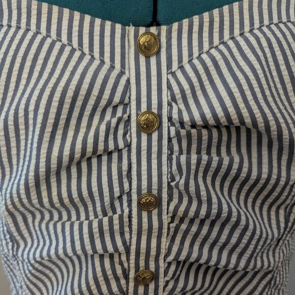 Grey Striped Linen-Look Summer Dress - Picture 2 of 6